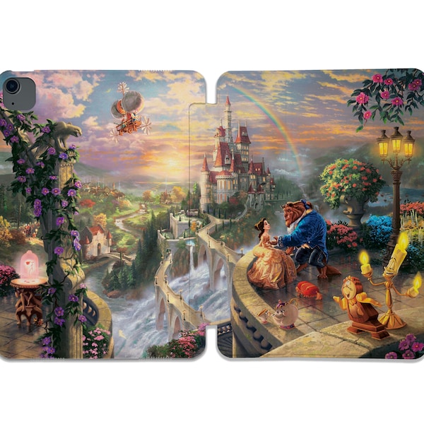 Disney 2021 case Beauty and The Beast iPad 9.7"/10.2"/10.5"/11 case Castle iPad Air 3 4 5 case Princess iPad mini 5 case