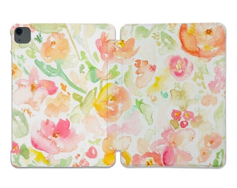 Floral Watercolor iPad Case, Lightweight Hard Plastic Cover