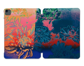 Floral iPad Case, Colorful Flower Design Hard Plastic Cover