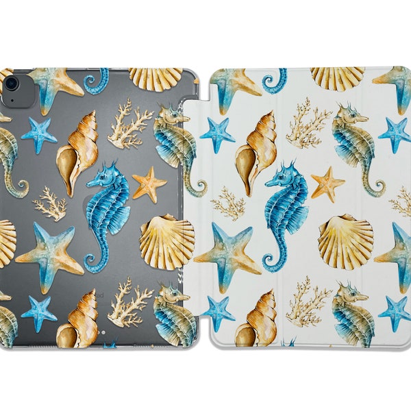 Seahorse iPad 9.7"/10.2"/10.5"/11in case iPad 2021 Sea Star iPad Air 4 5 case iPad 2020 Shell iPad mini 6/5 case Ocean Life iPad Pro case