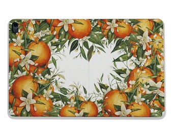 Floral Orange iPad Case: Book Style, Multi-Angle Stand