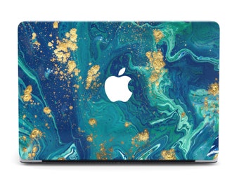 Groenmarmeren MacBook-hoes: dunne, lichtgewicht, niet-giftige inkt