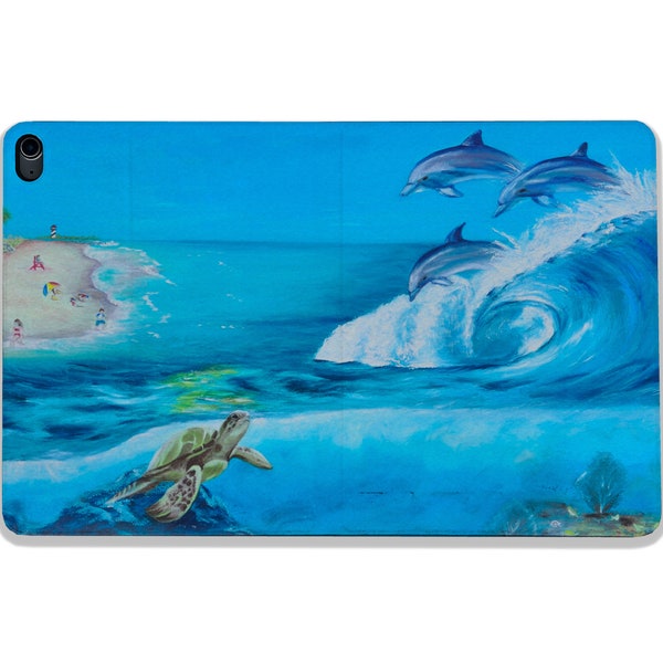 Étui bord de plage avec porte-crayons océan étui pour iPad 8e génération Wave iPad 9e 8e 7e Turtle Air 4 5 étui dauphin Mini 6 peinture Pro 11