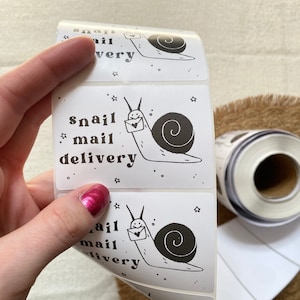 Snail Mail Delivery Cute Thermal Sticker Set, Pack of 25, 3x2" Rectangle, Small Business Packaging