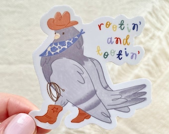 Billiam "Big Bill" Featherbottom western cowboy pigeon vinyl sticker