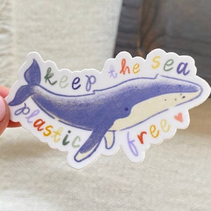 Keep The Sea Plastic Free conservation blue whale vinyl sticker