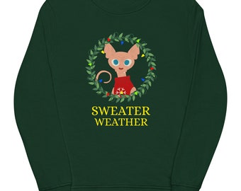 Trui Weer Unisex Organisch Sweatshirt, Kerst Trui, Lelijke Trui, Kerstfeest, Grappige Kerst Top, Kerst Trui