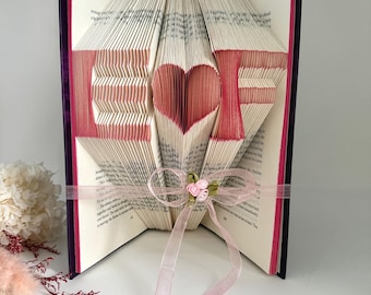 Couple Initials with Heart – Personalized Folded Book Art, Wedding Gift