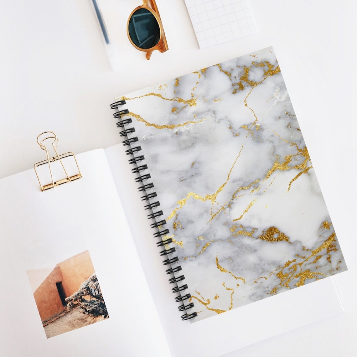 Marble Spiral Notebook Ruled Line Cute To Do List Notebook Etsy