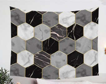 Yellow And Grey Cotton Sateen Tablecloth by Spoonflower Hexagons Tablecloth No 2 Pencils by siya