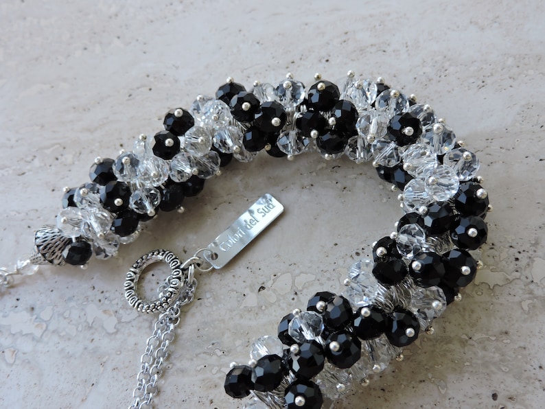 black and white tones Crystals semi-chocker