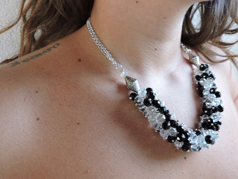 black and white tones Crystals semi-chocker