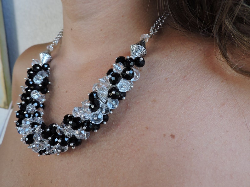 black and white tones Crystals semi-chocker