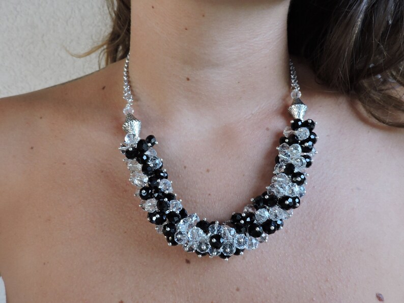 black and white tones Crystals semi-chocker