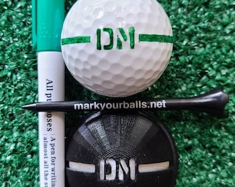 Personalized Golf Ball Stencil - Custom Initials between Alignment lines.