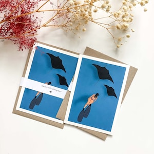 nagez avec des Stingrays Cartes Postales | Plage Nautique | Amoureux de l'océan | Art côtier | Art de l'océan | Raie Aigle