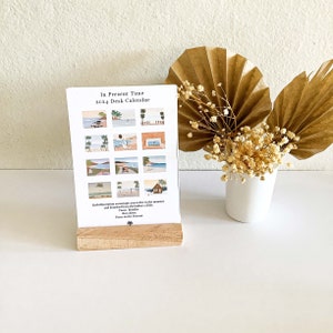 2024 Desk Calendar In Present Time edition with Wooden Stand Ocean & Surf illustration image 3