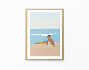 Man's best friend | Surfer Art | Coastal Decor | Dog art | Beach Illustration | Wall Art | Summer | Ocean