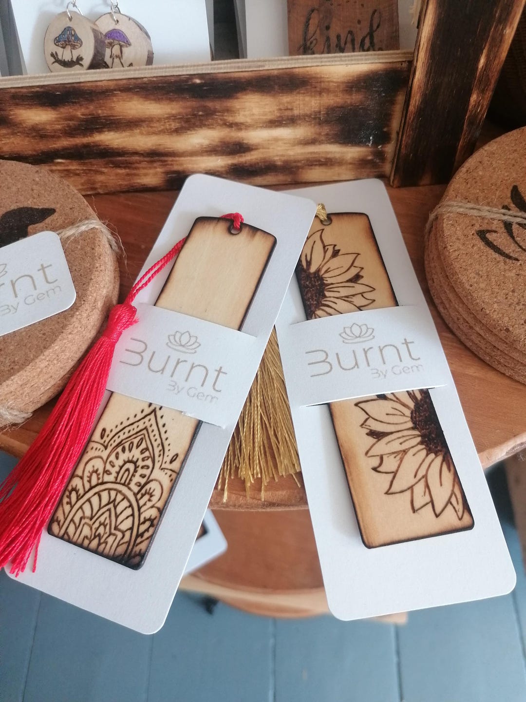 Hand-burnt & Painted Wooden Bookmark – Original Pyrography Art - Etsy