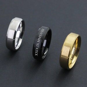 Bagues de promesse personnalisées pour homme et femme, anneau en acier inoxydable à graver personnalisé, bijoux gravés personnalisés, cadeau de fête des pères, meilleur papa