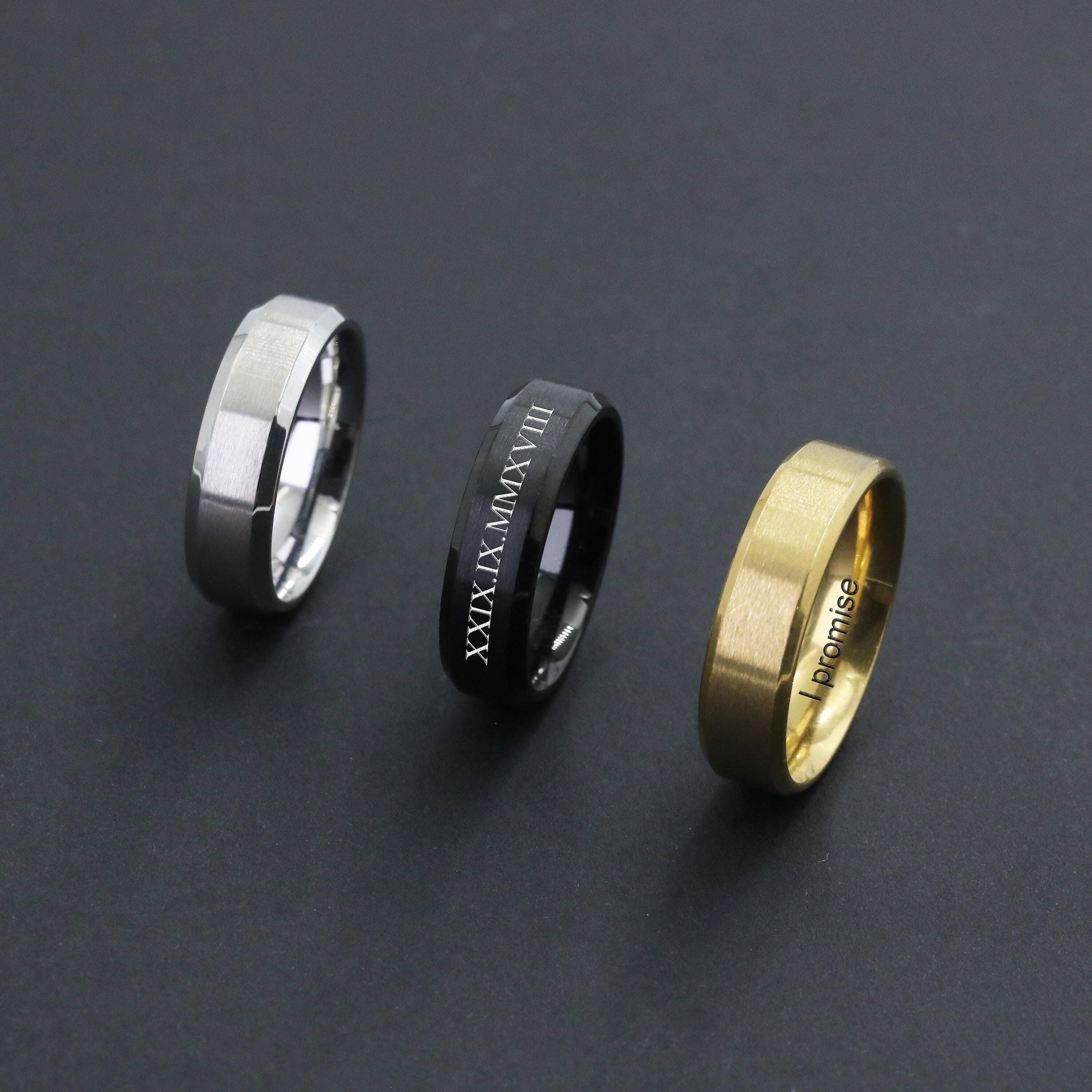 Personalized Promise Ring for Him | Her, Custom Engrave Stainless Steel Ring, Customized Engraved Jewelry, Wedding Band, Anniversary Gift