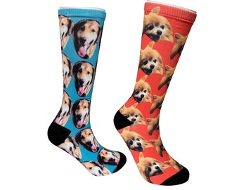Personnalisez les chaussettes de bricolage avec le visage, les chaussettes photo personnalisées, les chaussettes photo de bébé de chat de chien de compagnie, cadeau de blague drôle pour papa maman chien