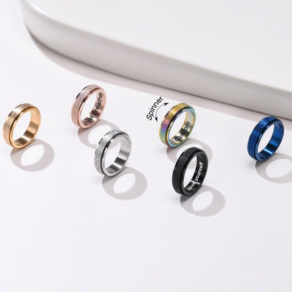 Personalize Fidget Ring for Men and Women Unisex Anxiety Etsy