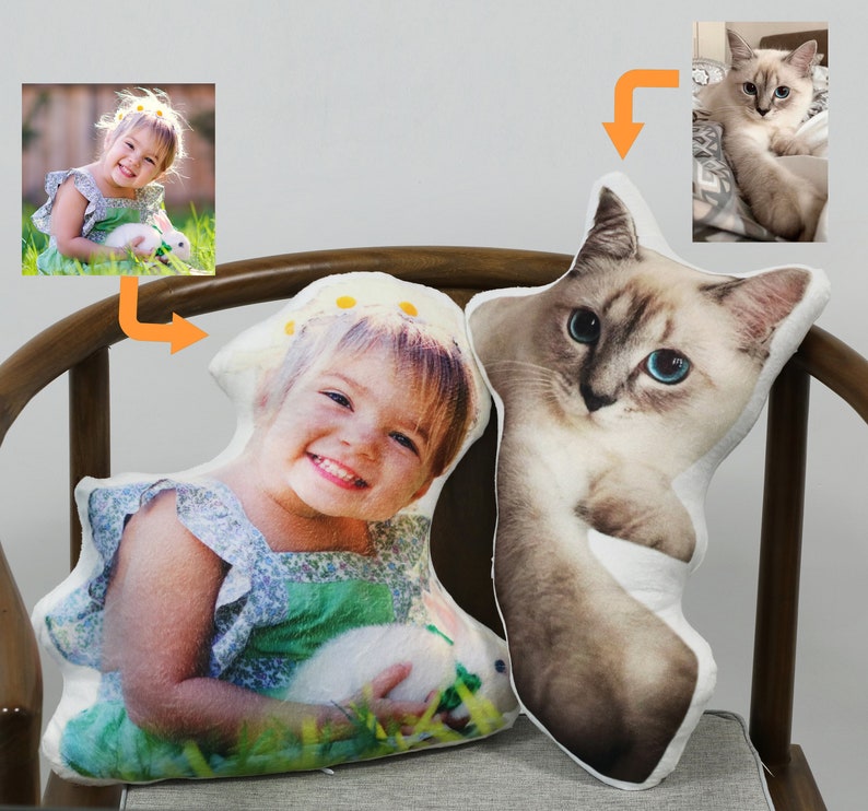 Personalized DIY Photo Pillow, Custom Picture Decorative Pillow, Funny Cute Dog Cat Child Pet Cushion, Christmas Gift for Family, Home Decor image 1