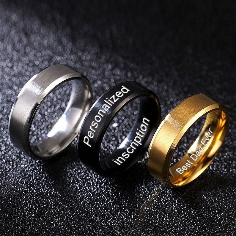 Personalized Promise Rings for Him&Her, Custom Engrave Stainless Steel Ring Band, Customized Engraved Jewelry imagem 1