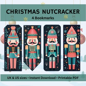 Christmas Nutcracker Bookmarks - Digital Download Printable DIY Fun - Instant - for Children and Adults - Crafts and Reading - Gift