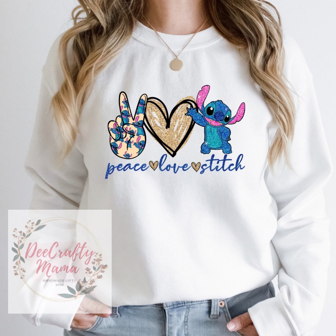 Peace Love Stitch Blue Alien Character 