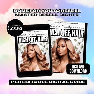 PLR Ebook, DFY Editable Digital Product, Done For You, Rich Off Hair, Resell Template, Master Resell Rights, Canva Template, MRR Ebook