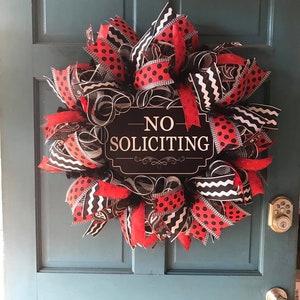 No Soliciting Wreath, Whimsical Wreath for Front Door, Year Round Wreath for Front Door, Front Door Decoration, No Soliciting for Front Door