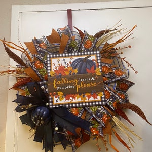 Pumpkin wreath | Fall Wreath | Front door wreath | Pumpkin Harvest decor