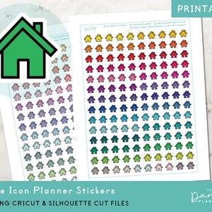 Home Icon Planner Stickers Printable, House Icons Planning Stickers, DIY Printable Sticker, Hand Cut & Machine Cut Home Sticker
