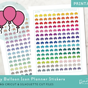Party Ballons Planer Aufkleber, Ballon Doodle Planer Aufkleber, druckbare Party Aufkleber, Ballon geschnitten Datei Planner Aufkleber