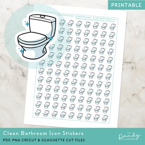 Schone badkamer pictogram planner stickers afdrukbare, schone toilet planning stickers, DIY afdrukbare sticker, karwei handgesneden & machinaal gesneden stickers