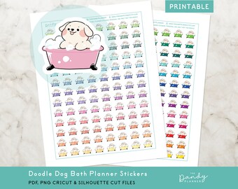 Hund Bad Sticker, Haustier Pflege Sticker (Digitaler Download)