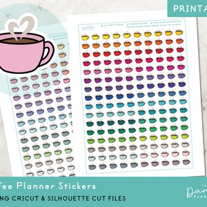 Doodle Coffee Planner Stickers Printable, Coffee Planning Stickers, Printable Coffee Sticker, Printable Coffee Cup Planner Stickers