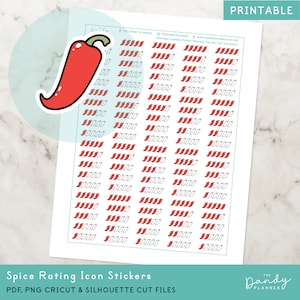 Spice Rating Icon Planner Stickers: Chili Pepper (Digital Printable)