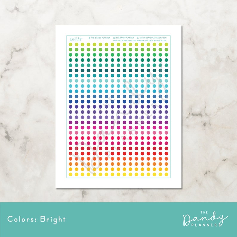 6mm Dot Planner Stickers: Printable Functional Stickers (PDF, PNG ...