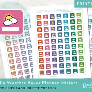 Doodle Weather Planner Stickers Printable, Weather Icon Planning Stickers, Printable Weather Stickers, DIY Weather Stickers