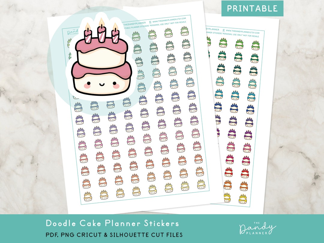 Kawaii Birthday Cake Planner Stickers Printable, Celebration Planning ...