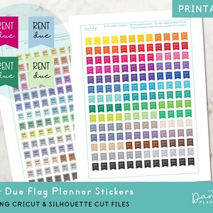 Rent Due Flagge Aufkleber, druckbare Planner Aufkleber, Cricut und Silhouette Dateien, Journal Aufkleber, Rent Due Flagge Banner Aufkleber