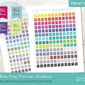 Bill Due Flaggen-Aufkleber, druckbare Planner-Aufkleber, Cricut und Silhouette-Dateien, Journal-Aufkleber, Flaggen-Banner-Aufkleber