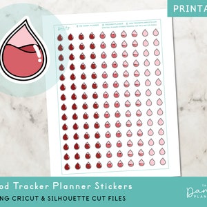 Period Tracker Planner Stickers Printable, Periods Icons Planning Stickers, DIY Printable Sticker, Hand Cut & Machine Cut Stickers