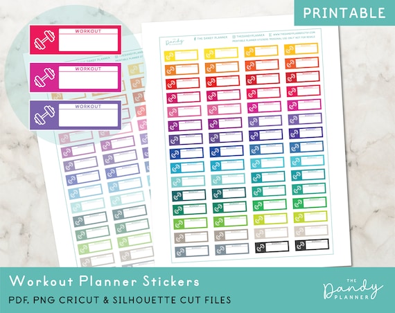 Workout Planner Stickers Printable Exercise Planning - Etsy