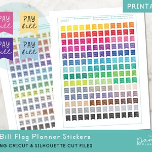 Pay Bill Flagge Aufkleber, druckbare Planner Aufkleber, Cricut und Silhouette Dateien, Journal Aufkleber, Bill Flagge Banner Aufkleber