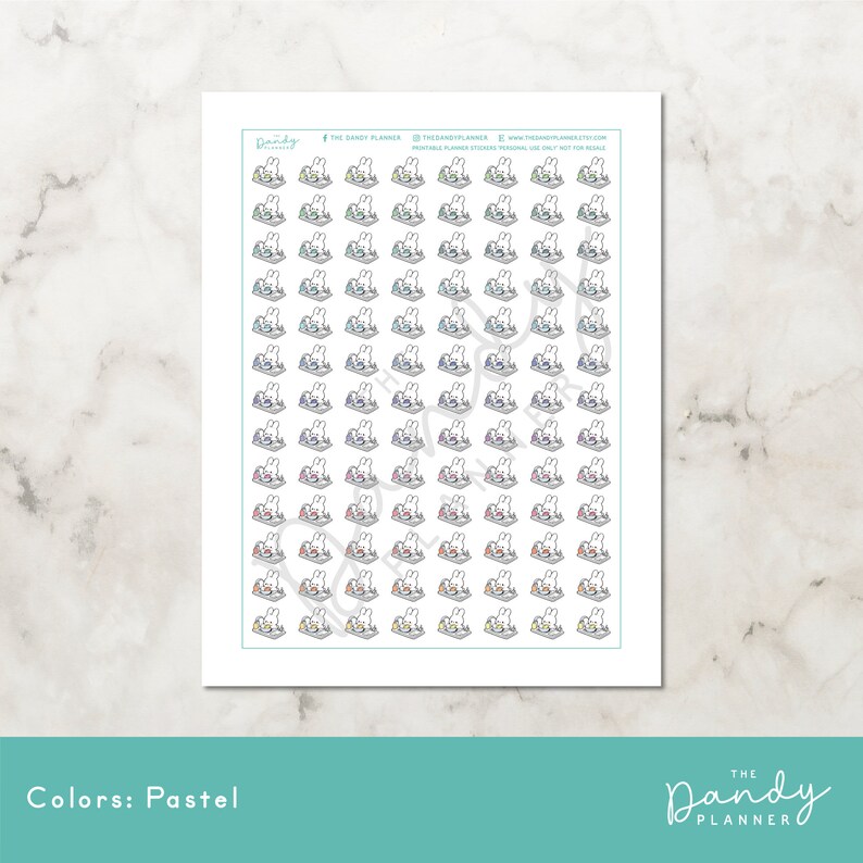Sitting Rabbit Template Kawaii Bunny Dish Washing Planner Stickers (printable) - Etsy Canada