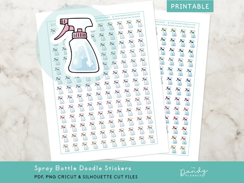 Spary Clean Sticker Cleaning Bottle Stickers: Printable Chores Planner Stickers (PDF, PNG ...